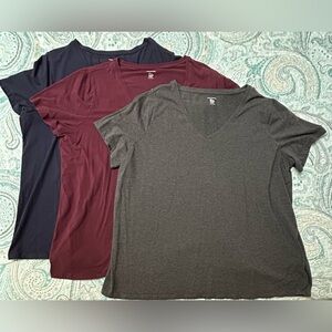 Amazon Essentials Women’s T-Shirts 3-Pack 3XL in Navy, Burgundy, and Grey